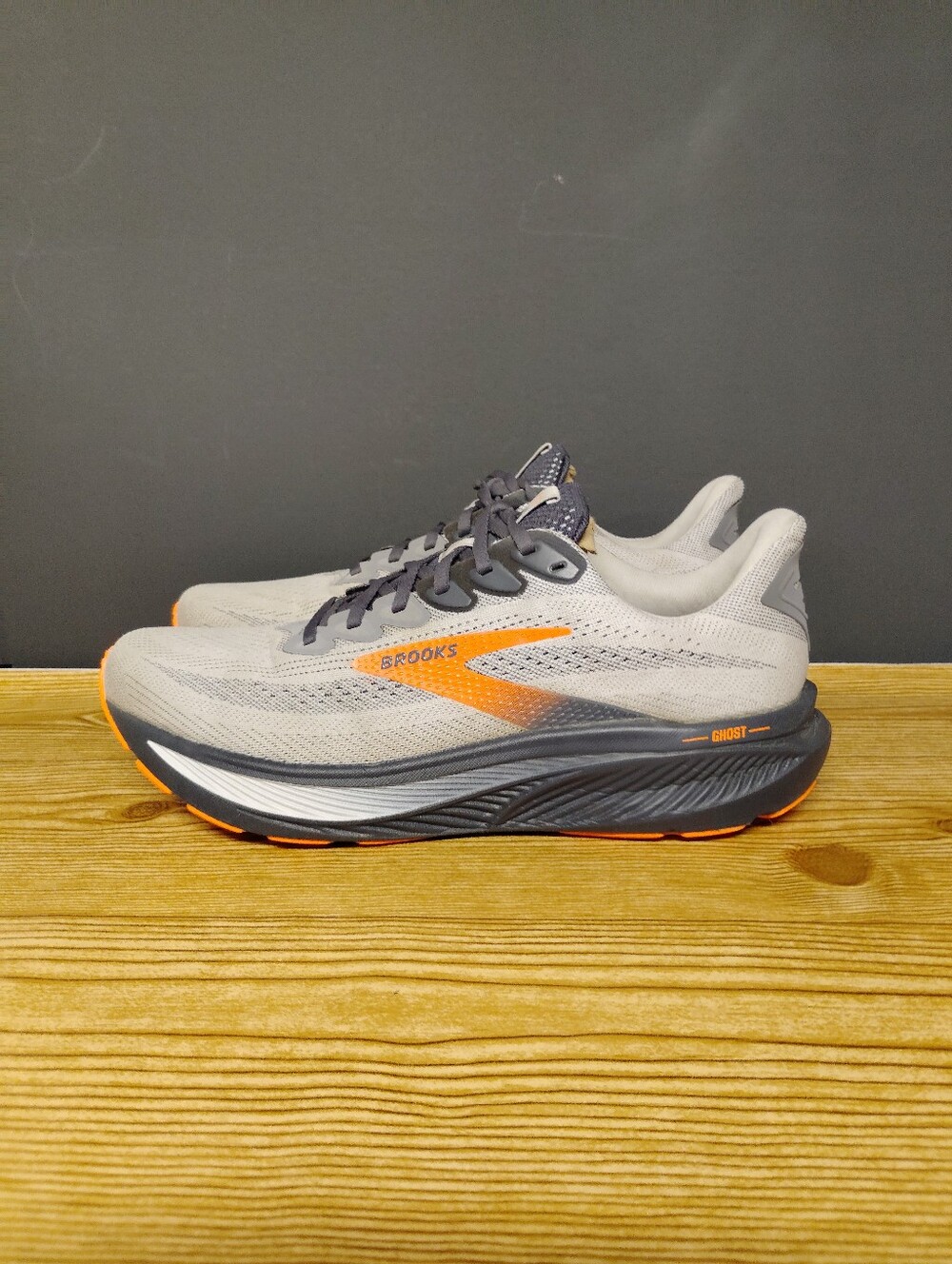 Brooks Ghost 17 Men's Running Shoes - Grey with Orange Accents